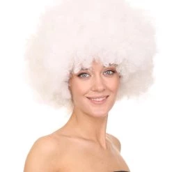 HPO Glow-In-The-Dark Unisex Afro Wig | White Jumbo Super Size Stage/Event Fancy Halloween Wig | Premium Breathable Capless Cap 14 HPO Glow-In-The-Dark Unisex Afro Wig | White Jumbo Super Size Stage/Event Fancy Halloween Wig | Premium Breathable Capless Cap
