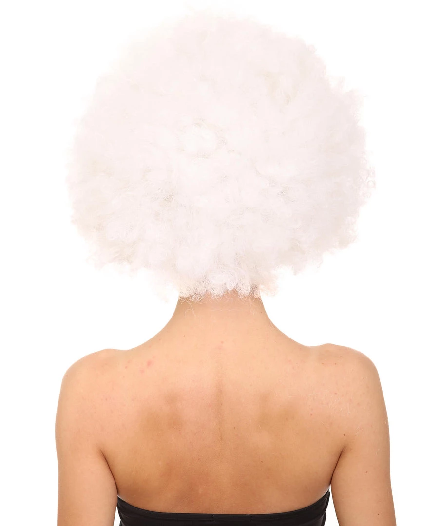 HPO Glow-In-The-Dark Unisex Afro Wig | White Jumbo Super Size Stage/Event Fancy Halloween Wig | Premium Breathable Capless Cap 4 HPO Glow-In-The-Dark Unisex Afro Wig | White Jumbo Super Size Stage/Event Fancy Halloween Wig | Premium Breathable Capless Cap