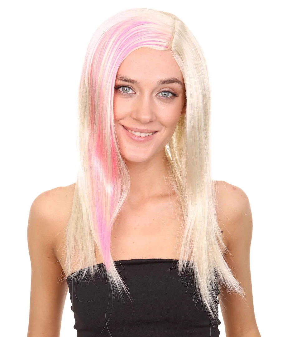 HPO Blonde Pink Rock Star Princess Womens Wig | Long Royal Cosplay Halloween Wig | Premium Breathable Capless Cap Women's 1 HPO Blonde Pink Rock Star Princess Womens Wig | Long Royal Cosplay Halloween Wig | Premium Breathable Capless Cap Women's