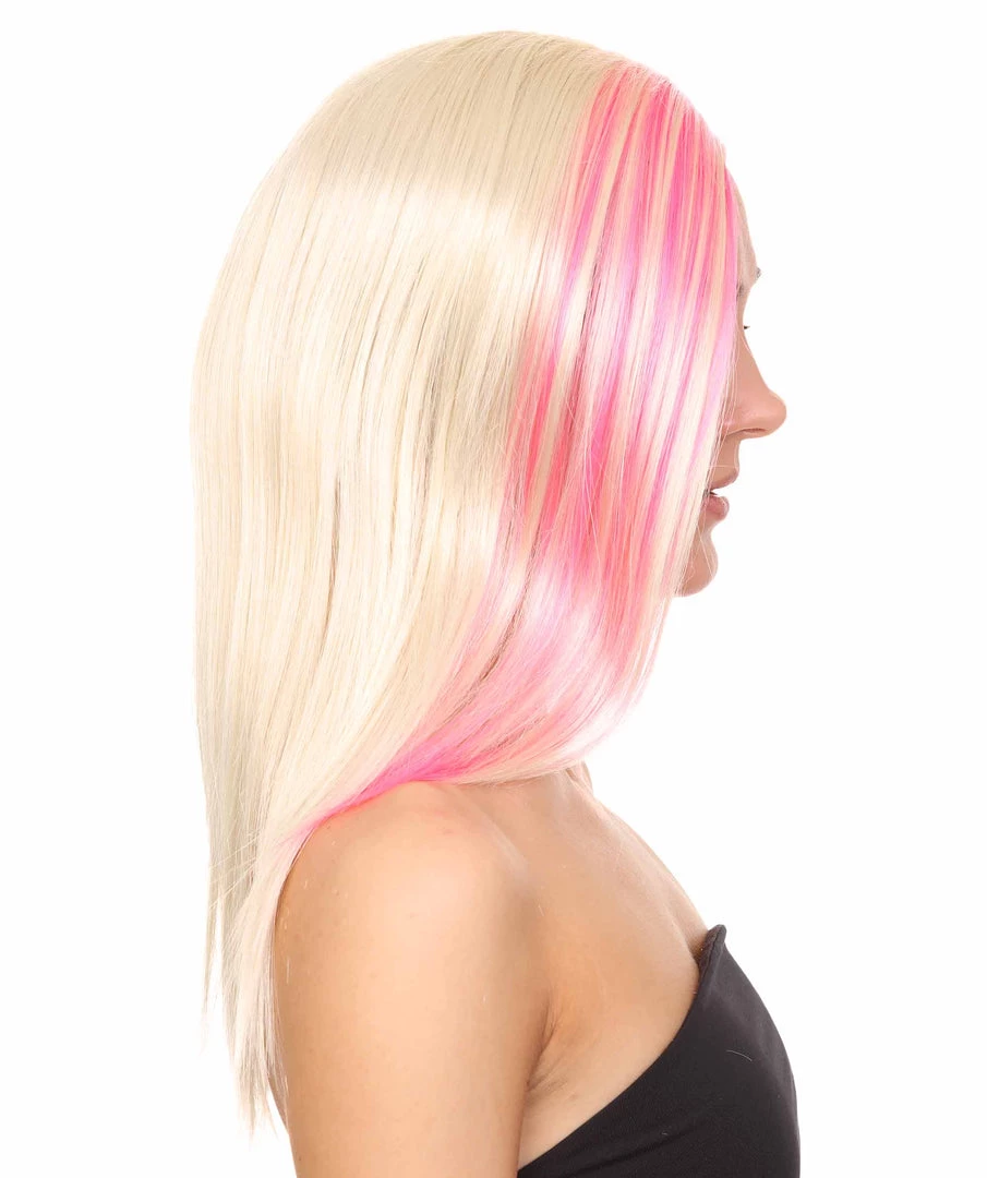 HPO Blonde Pink Rock Star Princess Womens Wig | Long Royal Cosplay Halloween Wig | Premium Breathable Capless Cap Women's 5 HPO Blonde Pink Rock Star Princess Womens Wig | Long Royal Cosplay Halloween Wig | Premium Breathable Capless Cap Women's