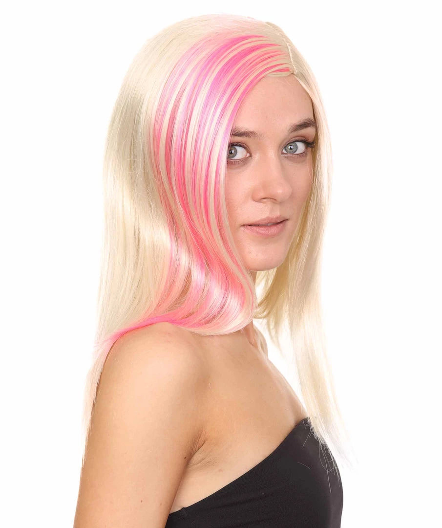 HPO Blonde Pink Rock Star Princess Womens Wig | Long Royal Cosplay Halloween Wig | Premium Breathable Capless Cap Women's 6 HPO Blonde Pink Rock Star Princess Womens Wig | Long Royal Cosplay Halloween Wig | Premium Breathable Capless Cap Women's