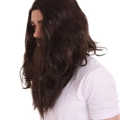 HPO Mens Old Vampire Wig & Full Beard Set | Cosplay Halloween Wig | Premium Breathable Capless Cap