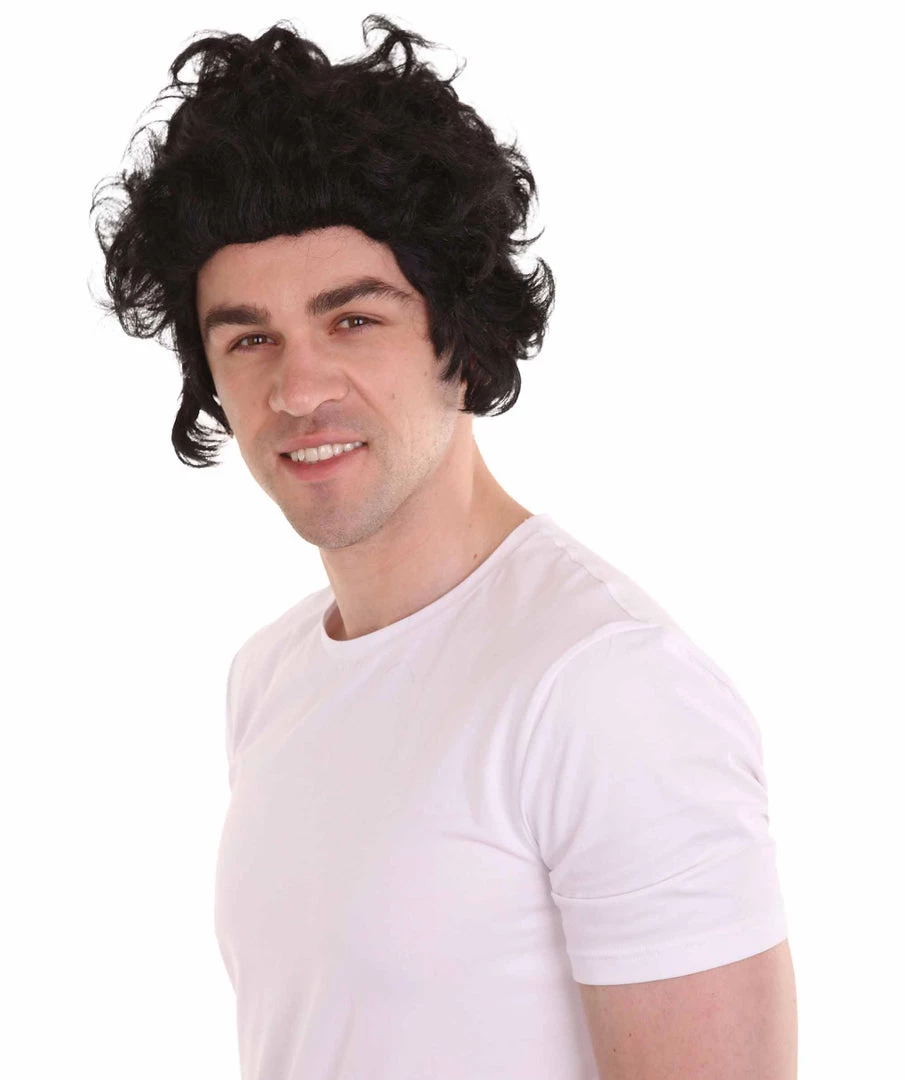 HPO Men's Men 50's Pompadour Black Wig | Premium Breathable Capless Cap 1 HPO Men's Men 50's Pompadour Black Wig | Premium Breathable Capless Cap