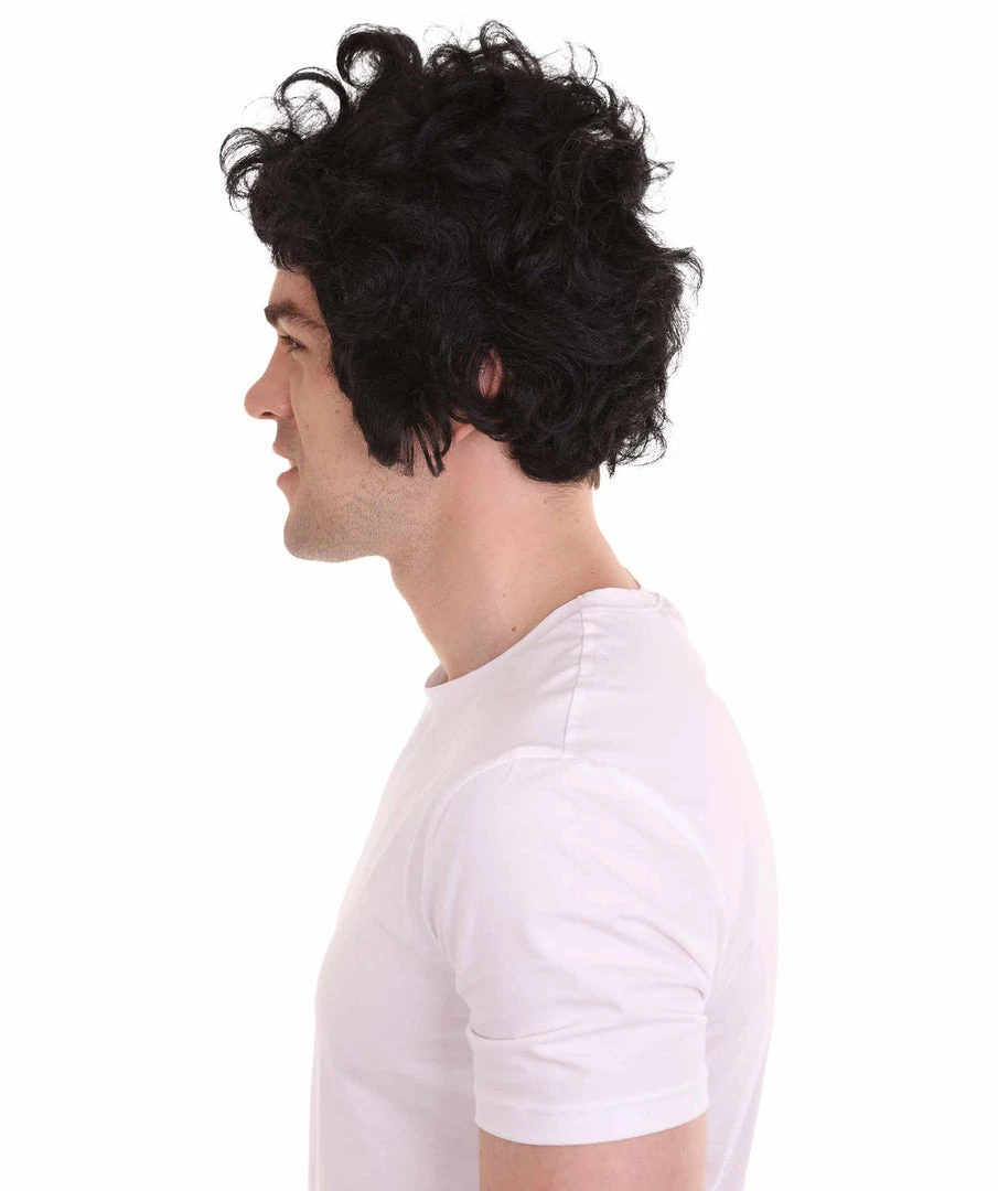 HPO Men's Men 50's Pompadour Black Wig | Premium Breathable Capless Cap 4 HPO Men's Men 50's Pompadour Black Wig | Premium Breathable Capless Cap