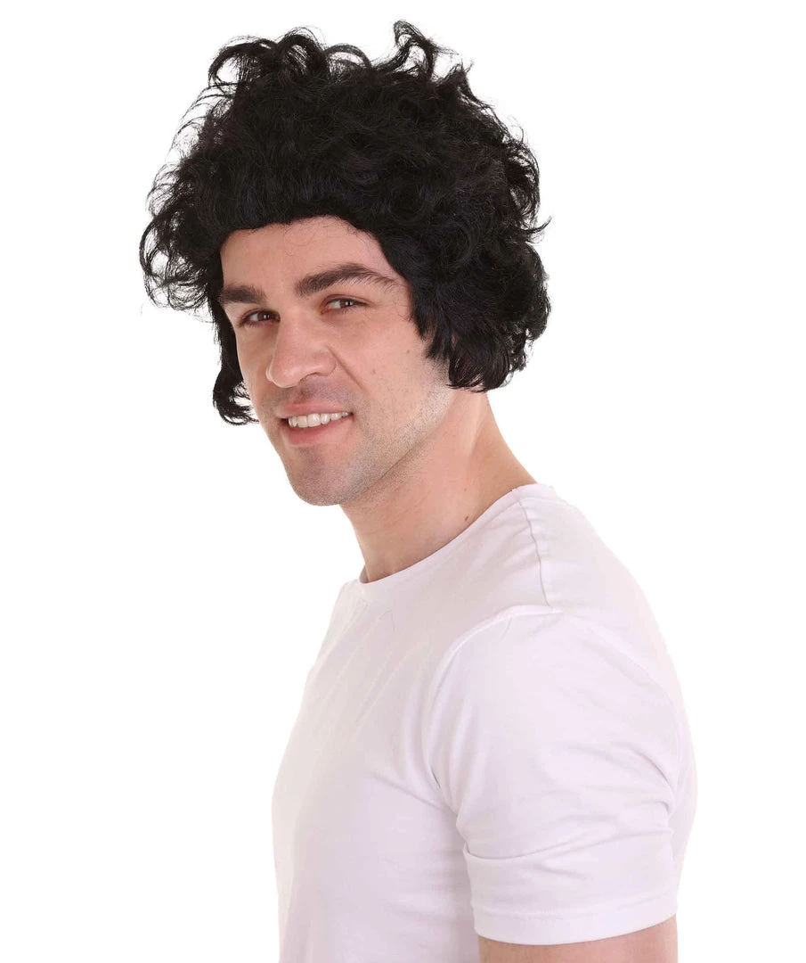 HPO Men's Men 50's Pompadour Black Wig | Premium Breathable Capless Cap 3 HPO Men's Men 50's Pompadour Black Wig | Premium Breathable Capless Cap