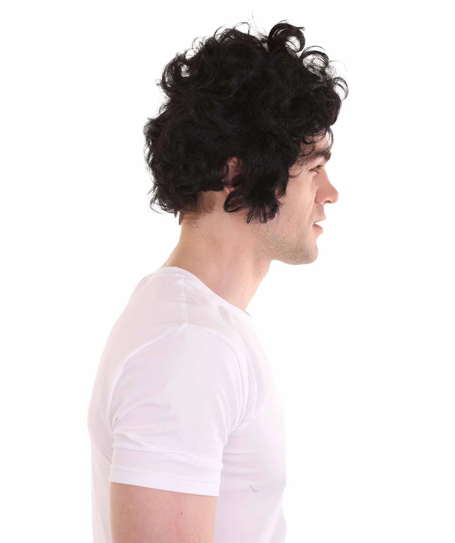 HPO Men's Men 50's Pompadour Black Wig | Premium Breathable Capless Cap 6 HPO Men's Men 50's Pompadour Black Wig | Premium Breathable Capless Cap