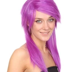 HPO Men's Womens Glamour Wig | Purple Stage/Event Fancy Halloween Wig | Premium Breathable Capless Cap