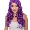 HPO Long Curly Purple Womens Wig | Stage Event Party Ready Colorful Wig | Premium Breathable Capless Cap Men's