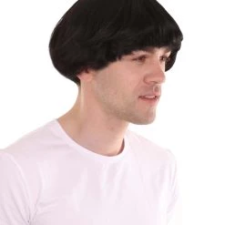 HPO 60's Iconic Rock Band Mens Wig | Black Celebrity Wig | Premium Breathable Capless Cap Men's