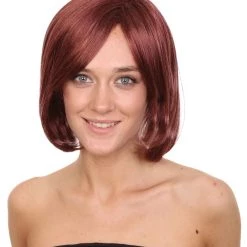 HPO French Women Wig | Short Wine Red Bob Wig | Premium Breathable Capless Cap