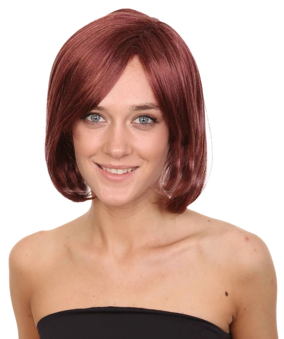 HPO French Women Wig | Short Wine Red Bob Wig | Premium Breathable Capless Cap 1 HPO French Women Wig | Short Wine Red Bob Wig | Premium Breathable Capless Cap