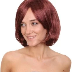 HPO French Women Wig | Short Wine Red Bob Wig | Premium Breathable Capless Cap