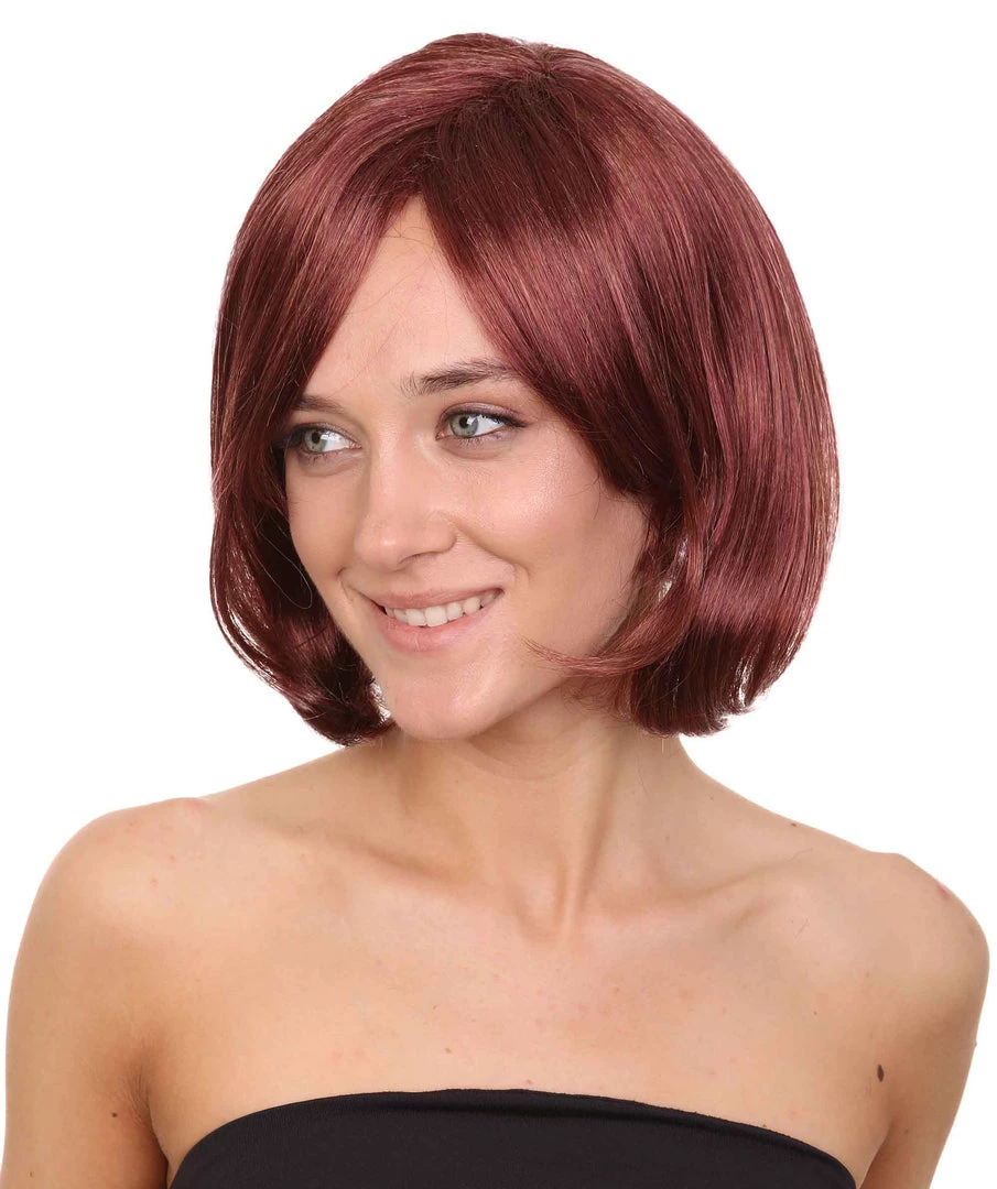 HPO French Women Wig | Short Wine Red Bob Wig | Premium Breathable Capless Cap 2 HPO French Women Wig | Short Wine Red Bob Wig | Premium Breathable Capless Cap