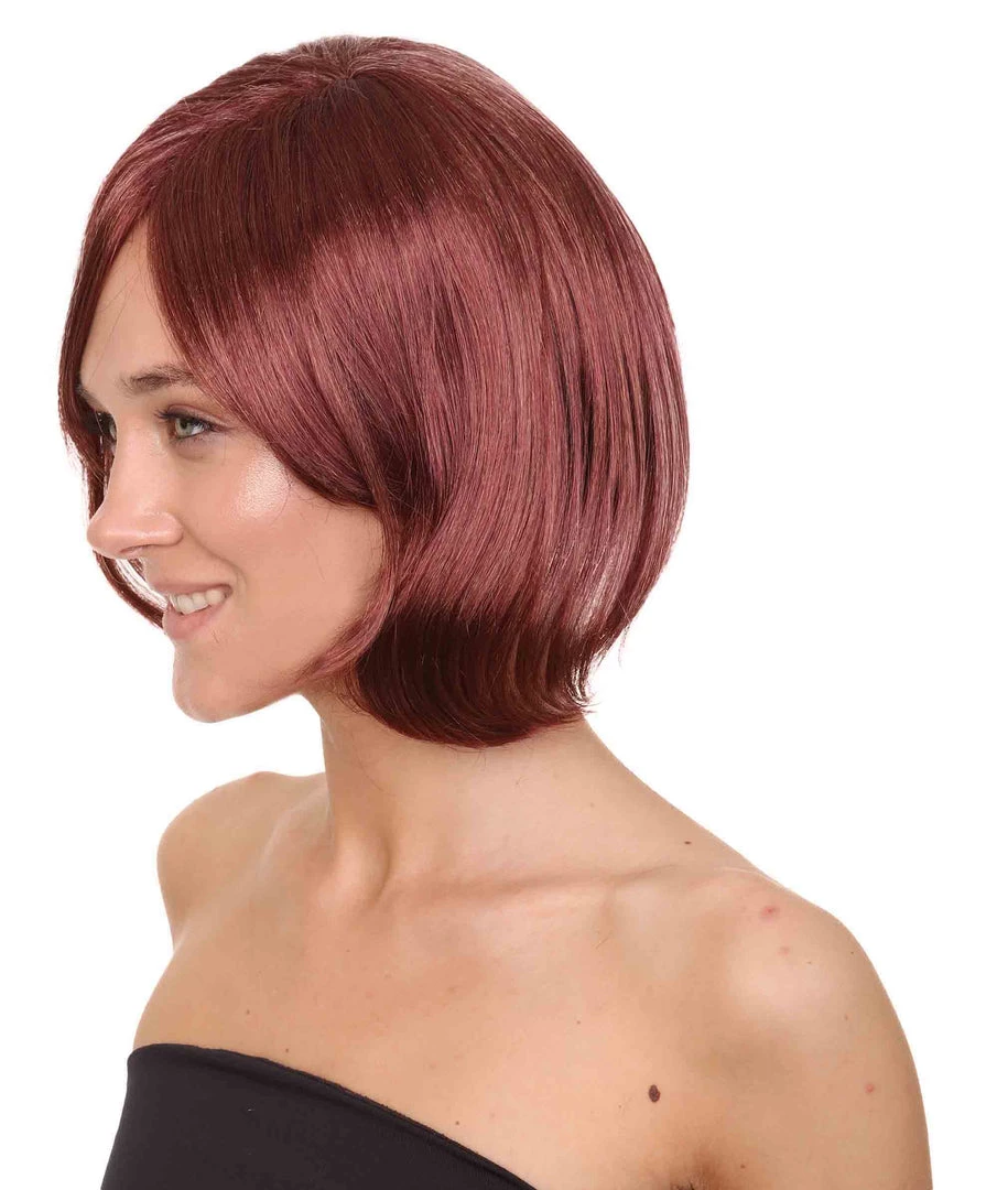 HPO French Women Wig | Short Wine Red Bob Wig | Premium Breathable Capless Cap 3 HPO French Women Wig | Short Wine Red Bob Wig | Premium Breathable Capless Cap