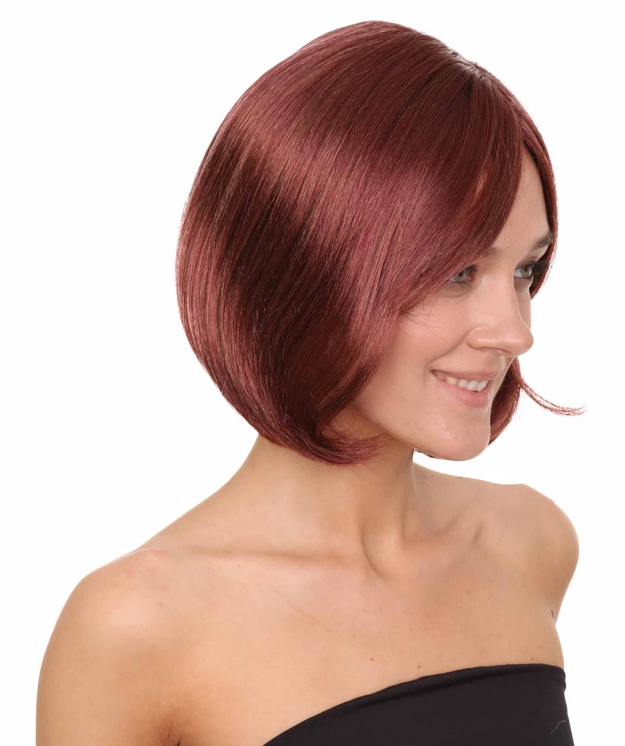 HPO French Women Wig | Short Wine Red Bob Wig | Premium Breathable Capless Cap 5 HPO French Women Wig | Short Wine Red Bob Wig | Premium Breathable Capless Cap
