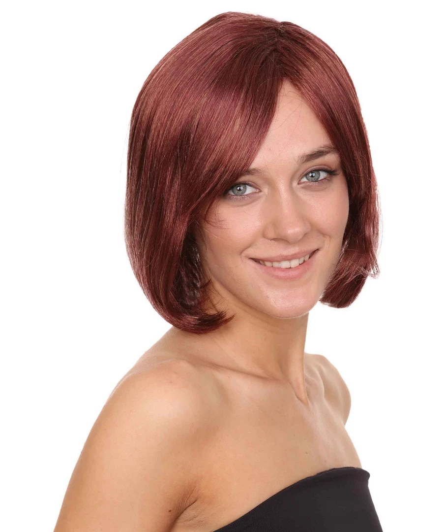 HPO French Women Wig | Short Wine Red Bob Wig | Premium Breathable Capless Cap 6 HPO French Women Wig | Short Wine Red Bob Wig | Premium Breathable Capless Cap