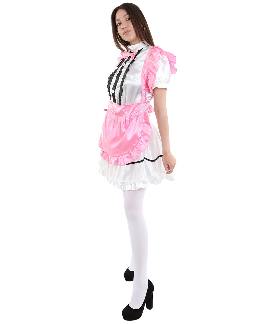HPO Adult Women's Anime Cosplay French Maid Fancy Uniform Costume | Dark Pink Cosplay Costume 3 HPO Adult Women's Anime Cosplay French Maid Fancy Uniform Costume | Dark Pink Cosplay Costume