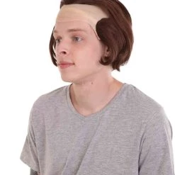 HPO Men's Men Half Bald Wig Brown Cosplay Halloween Wig