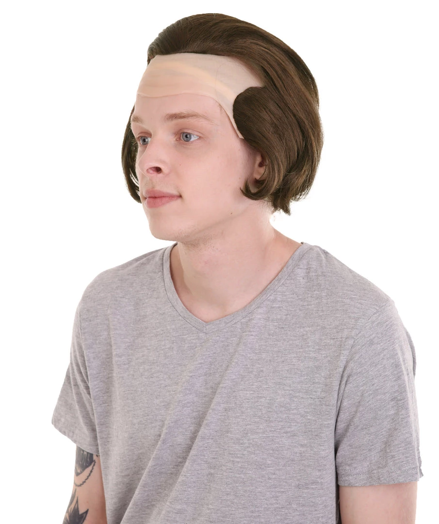 HPO Horror Movie Mens Wig | Dark Auburn Wig With Bald Cap 3 HPO Horror Movie Mens Wig | Dark Auburn Wig With Bald Cap