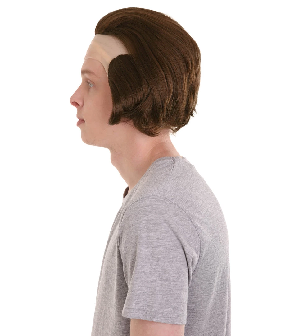 HPO Horror Movie Mens Wig | Dark Auburn Wig With Bald Cap 4 HPO Horror Movie Mens Wig | Dark Auburn Wig With Bald Cap