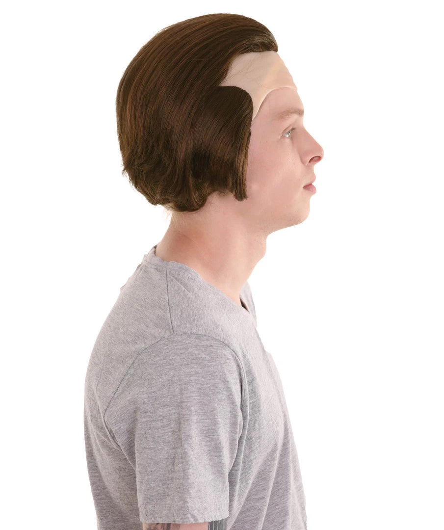 HPO Horror Movie Mens Wig | Dark Auburn Wig With Bald Cap 6 HPO Horror Movie Mens Wig | Dark Auburn Wig With Bald Cap