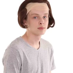 HPO Men's Men Half Bald Wig Brown Cosplay Halloween Wig