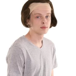 HPO Horror Movie Mens Wig | Dark Auburn Wig With Bald Cap 15 HPO Horror Movie Mens Wig | Dark Auburn Wig With Bald Cap