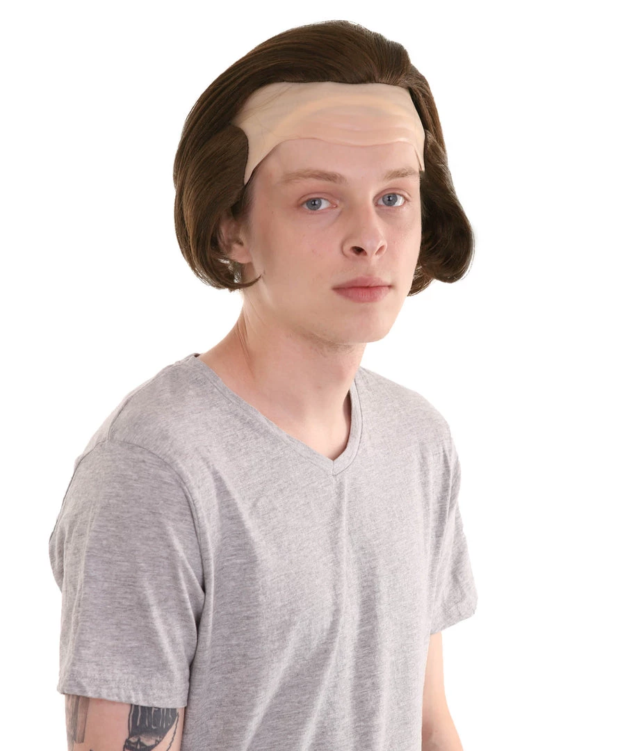 HPO Horror Movie Mens Wig | Dark Auburn Wig With Bald Cap 7 HPO Horror Movie Mens Wig | Dark Auburn Wig With Bald Cap