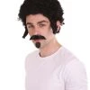 HPO Rapper Mens With Mustache & Chin Patch | Black Cosplay Halloween Wig | Premium Breathable Capless Cap