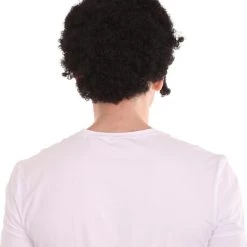 HPO Rapper Mens With Mustache & Chin Patch | Black Cosplay Halloween Wig | Premium Breathable Capless Cap