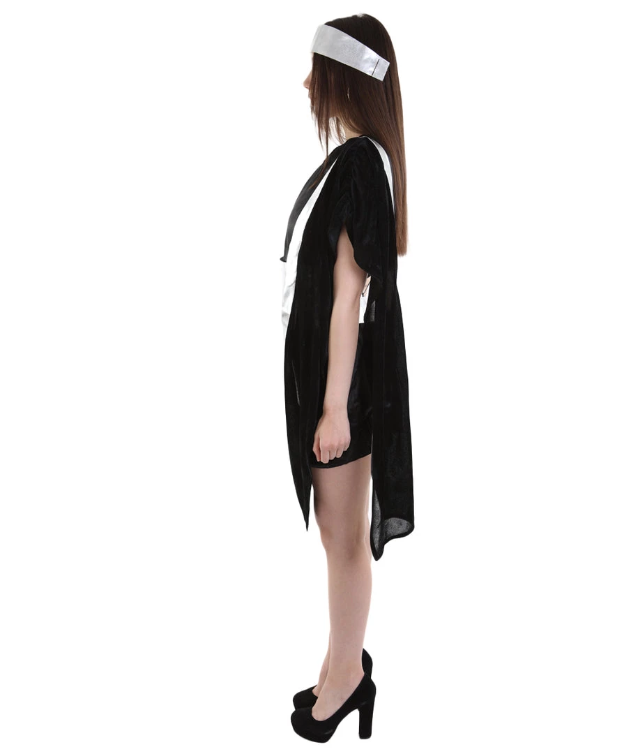 HPO Adult Women's Grecian Toga Costume | Silver Black Cosplay Costume 4 HPO Adult Women's Grecian Toga Costume | Silver Black Cosplay Costume