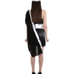 HPO Adult Women's Grecian Toga Costume | Silver Black Cosplay Costume 11 HPO Adult Women's Grecian Toga Costume | Silver Black Cosplay Costume