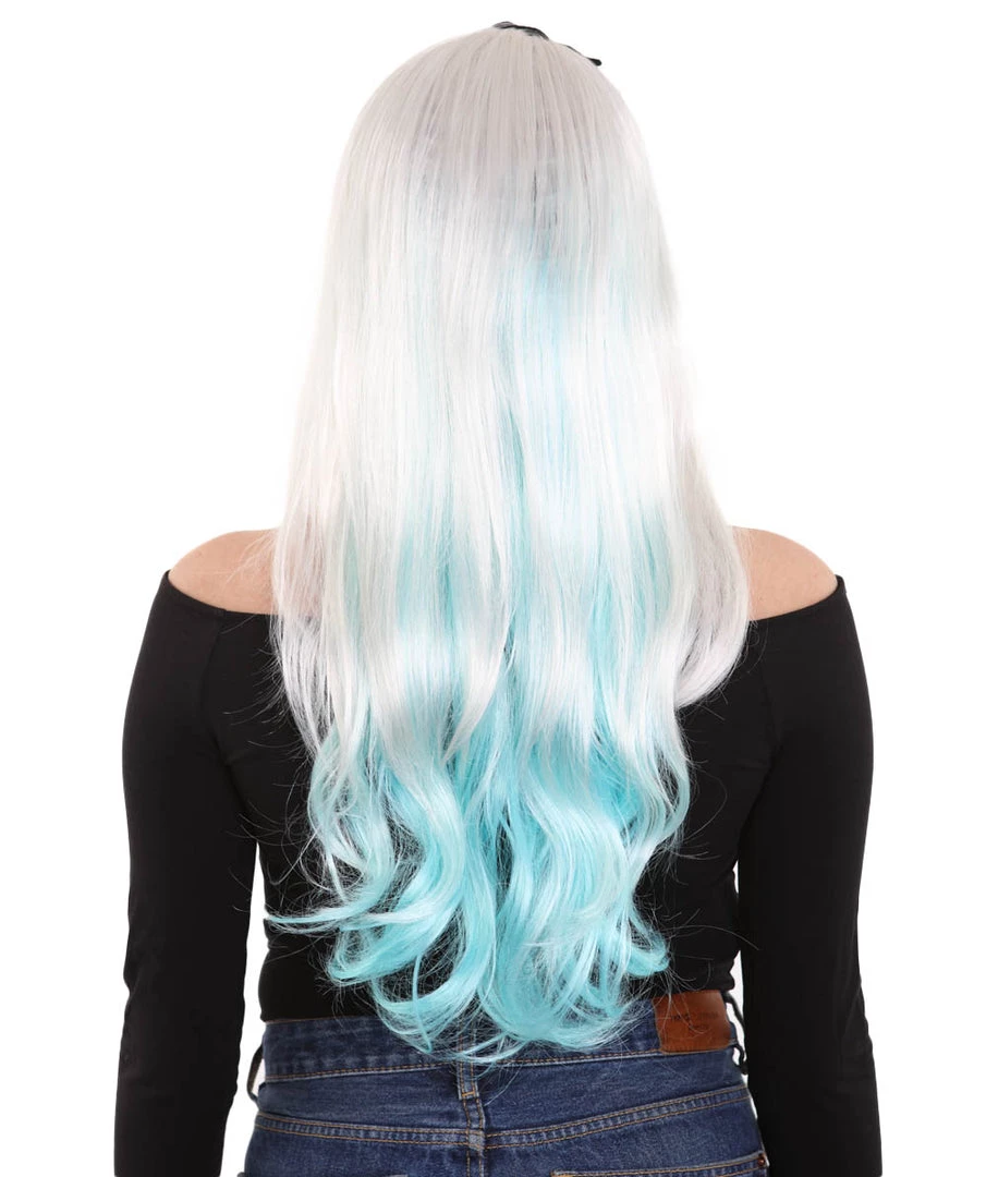 HPO Long Since Womens Wig | Blue & Blonde Celebrity Wig | Premium Breathable Capless Cap 4 HPO Long Since Womens Wig | Blue & Blonde Celebrity Wig | Premium Breathable Capless Cap