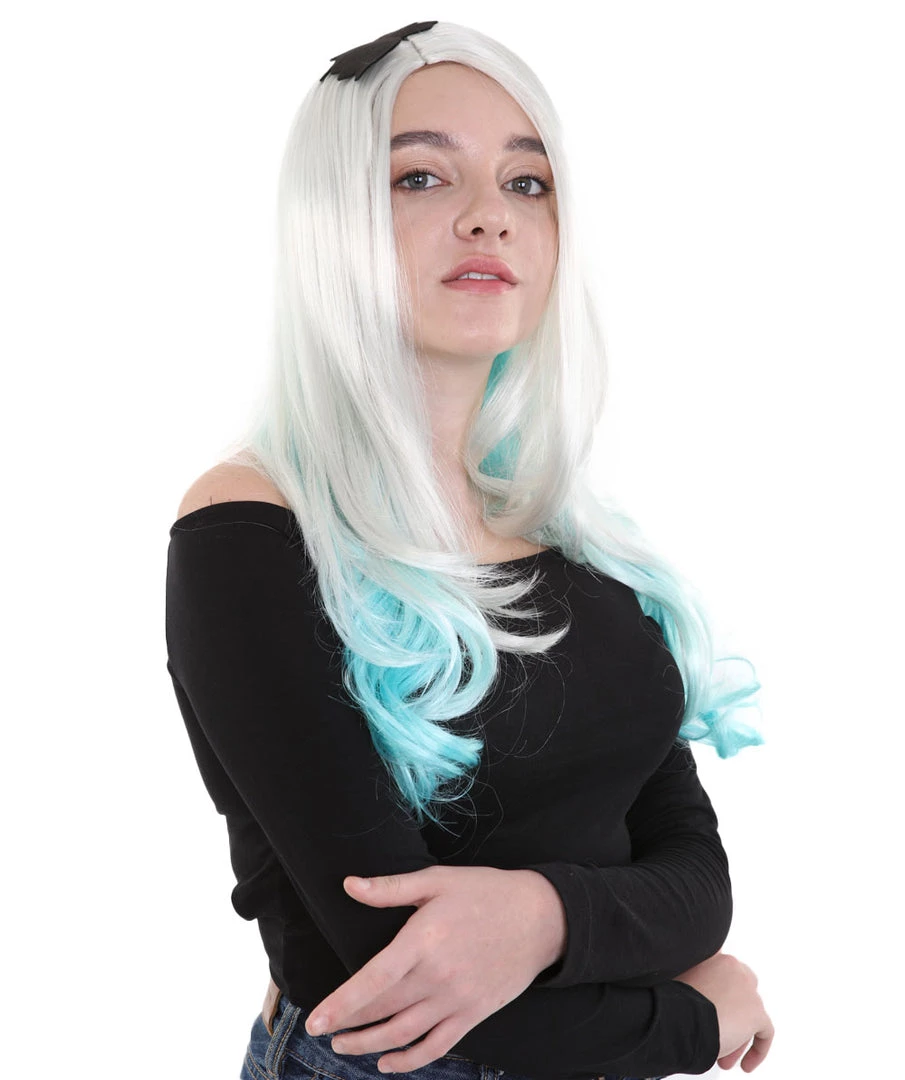 HPO Long Since Womens Wig | Blue & Blonde Celebrity Wig | Premium Breathable Capless Cap 6 HPO Long Since Womens Wig | Blue & Blonde Celebrity Wig | Premium Breathable Capless Cap