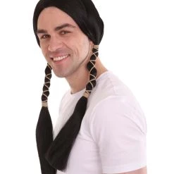 HPO Men's Men Indian Maiden Black Wig | Premium Breathable Capless Cap