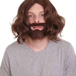 HPO Men's Medieval King Wig With Full Beard Set | Mens Cosplay Halloween Wig | Premium Breathable Capless Cap