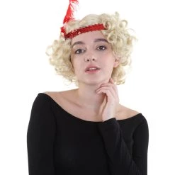 HPO Hollywood Feather Flapper Womens Wig | Blond Character Cosplay Halloween Wig | Premium Breathable Capless Cap Men's