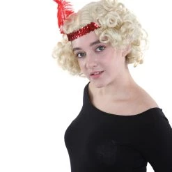 HPO Hollywood Feather Flapper Womens Wig | Blond Character Cosplay Halloween Wig | Premium Breathable Capless Cap Men's