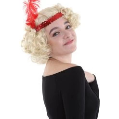 HPO Hollywood Feather Flapper Womens Wig | Blond Character Cosplay Halloween Wig | Premium Breathable Capless Cap Men's