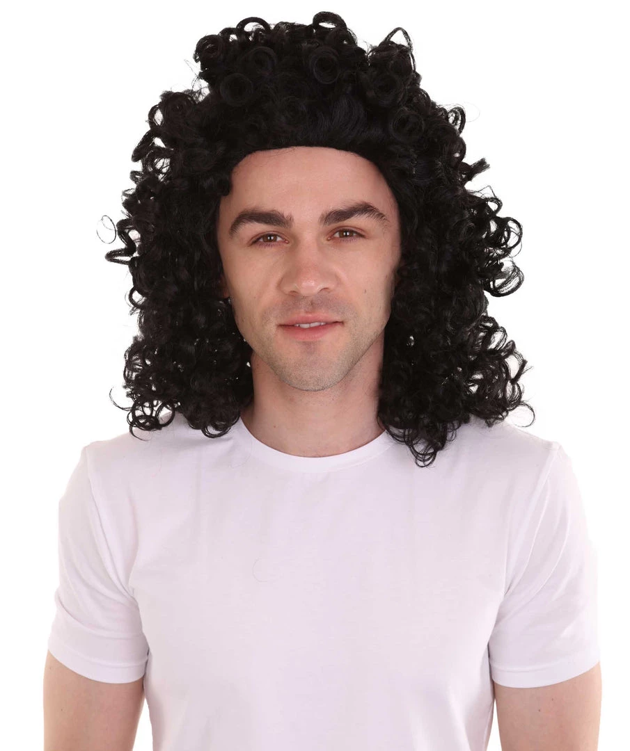 HPO Men's Men Curly Rockstar Wig Black | Premium Breathable Capless Cap 2 HPO Men's Men Curly Rockstar Wig Black | Premium Breathable Capless Cap