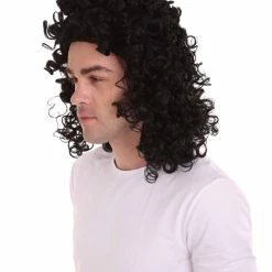 HPO Men's Men Curly Rockstar Wig Black | Premium Breathable Capless Cap 10 HPO Men's Men Curly Rockstar Wig Black | Premium Breathable Capless Cap