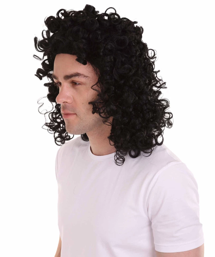 HPO Men's Men Curly Rockstar Wig Black | Premium Breathable Capless Cap 3 HPO Men's Men Curly Rockstar Wig Black | Premium Breathable Capless Cap