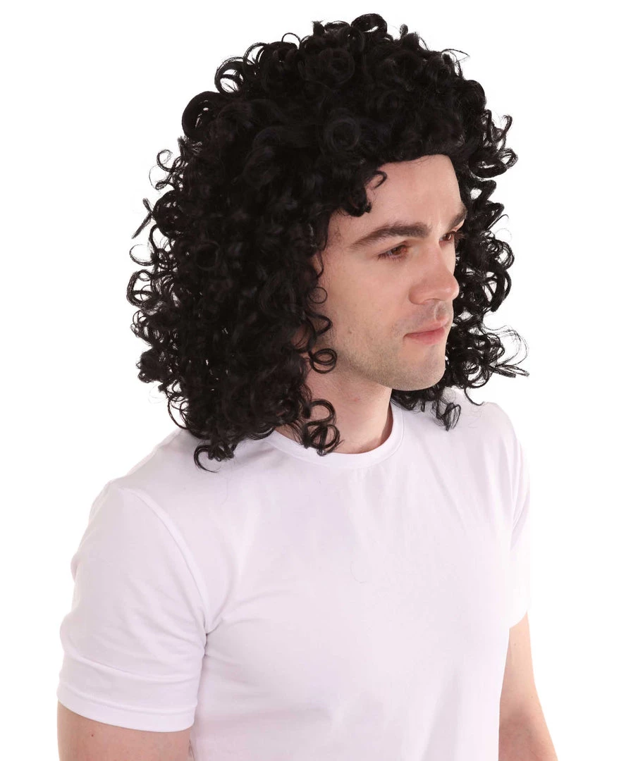 HPO Men's Men Curly Rockstar Wig Black | Premium Breathable Capless Cap 5 HPO Men's Men Curly Rockstar Wig Black | Premium Breathable Capless Cap
