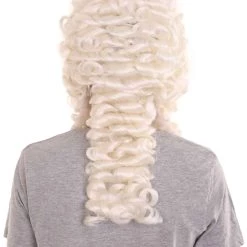 HPO Mens Colonial Historical Judge White Wig | Premium Breathable Capless Cap