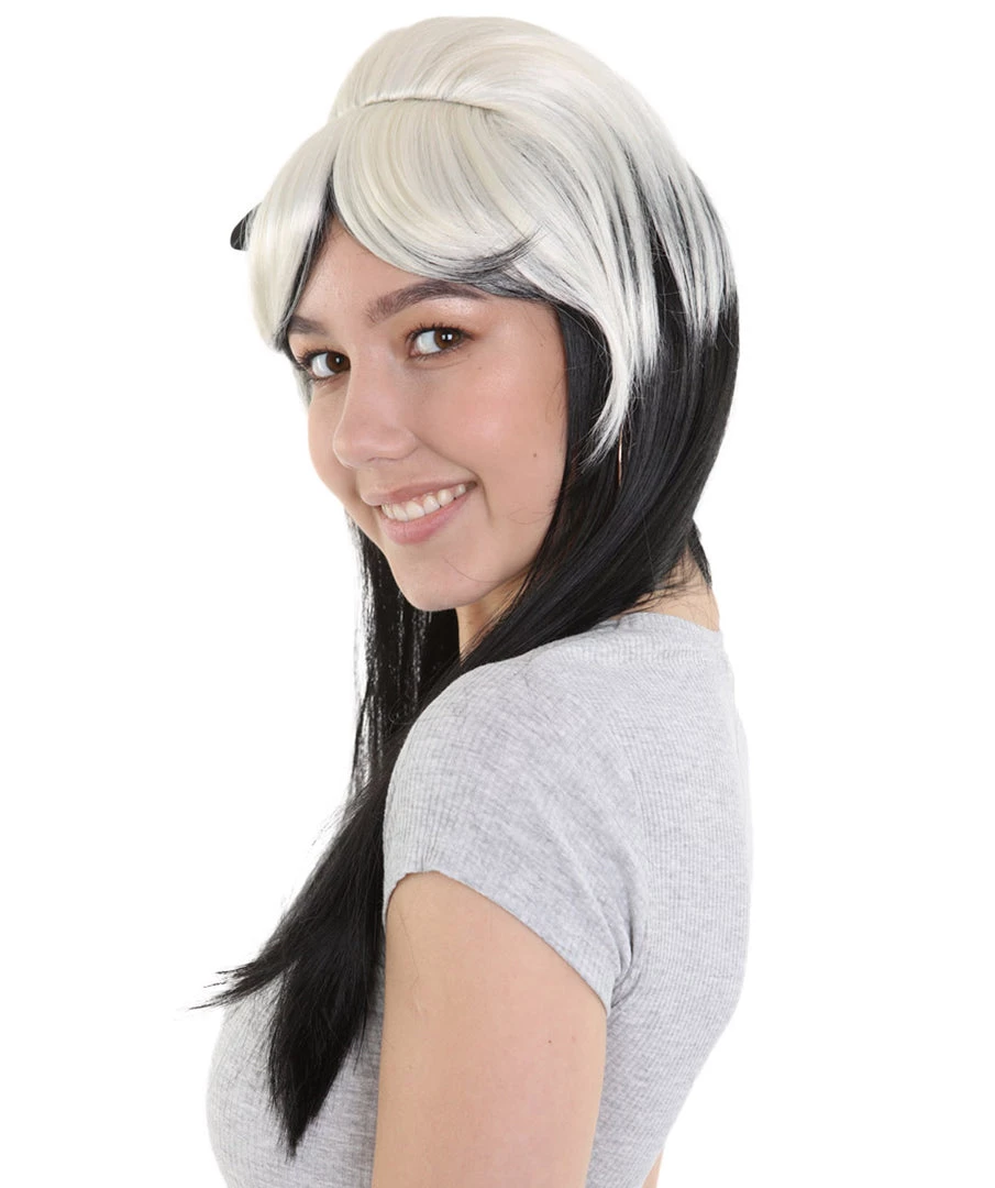HPO Men's New Rave Long Womens Wig | Blonde Black Long Cosplay Halloween Wig | Premium Breathable Capless Cap 2 HPO Men's New Rave Long Womens Wig | Blonde Black Long Cosplay Halloween Wig | Premium Breathable Capless Cap