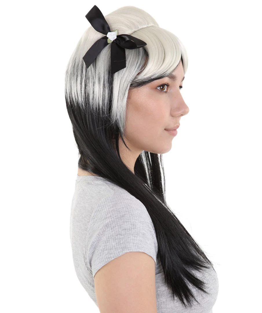 HPO Men's New Rave Long Womens Wig | Blonde Black Long Cosplay Halloween Wig | Premium Breathable Capless Cap 5 HPO Men's New Rave Long Womens Wig | Blonde Black Long Cosplay Halloween Wig | Premium Breathable Capless Cap