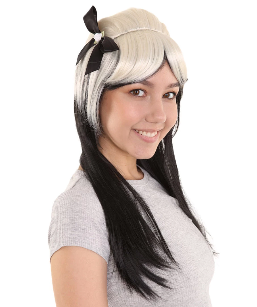 HPO Men's New Rave Long Womens Wig | Blonde Black Long Cosplay Halloween Wig | Premium Breathable Capless Cap 6 HPO Men's New Rave Long Womens Wig | Blonde Black Long Cosplay Halloween Wig | Premium Breathable Capless Cap