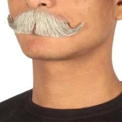 HPO Men's HandLebar Style Moustache Set | White Cosplay Facial Hair