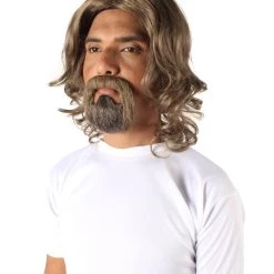 HPO Adult Men's Dark Brown The Dude Big Lebowski Wig & Beard Kit