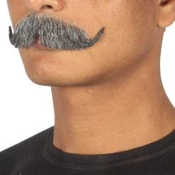 HPO Men's HandLebar Style Moustache Set | Gray Cosplay Facial Hair